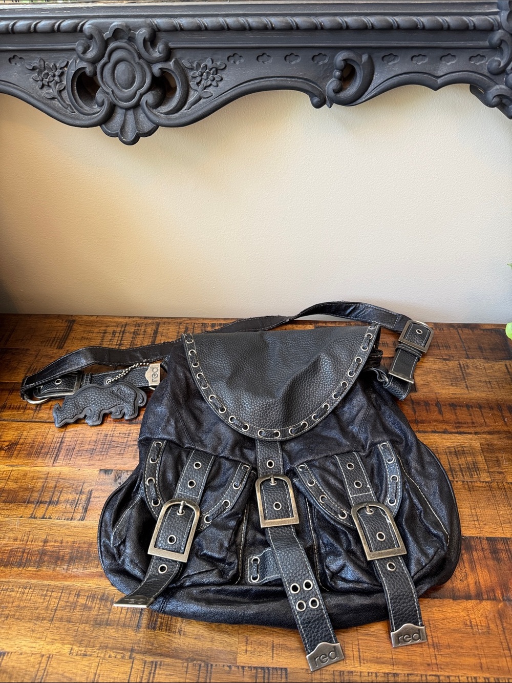 Marc Ecko Black Studded Buckle Purse